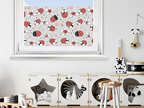 GRAZDesign Sichtschutzfolie Kinderzimmer, Glasdekorfolie für Fenster und Glasflächen, Marienkäfer und Gänseblümchen, Blickschutz für Kinderzimmer und Kita, Fensterfolie / 80x57cm von GRAZDesign