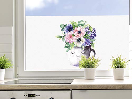 GRAZDesign Sichtschutzfolie Küche, Fensterfolie Blickdicht, Küchenfenster Blumen / 100x57cm von GRAZDesign