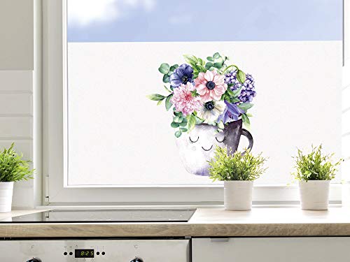 GRAZDesign Sichtschutzfolie Küche, Fensterfolie Blickdicht, Küchenfenster Blumen / 110x57cm von GRAZDesign