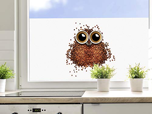 GRAZDesign Fensterfolie Küche Blickdicht Kaffee Eule Motiv Sichtschutzfolie selbstklebend - 60x57cm / Kaffee mit Eule von GRAZDesign