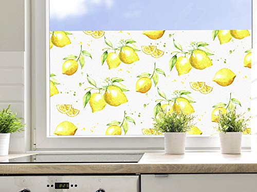 GRAZDesign Fensterfolie Küche Blickdicht Zitronen Motiv Sichtschutzfolie selbstklebend - 80x57cm / Zitronen von GRAZDesign