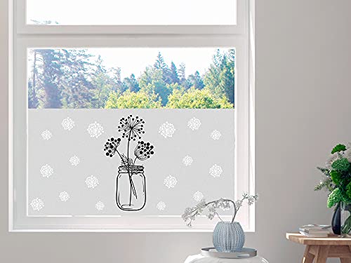 GRAZDesign Sichtschutzfolie Pusteblumen in der Vase, Fensterfolie für Wohnzimmer, Küche, Büro, Blickdicht und lichtdurchlässig / 110x57cm von GRAZDesign
