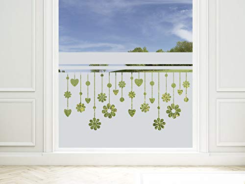 GRAZDesign Sichtschutzfolie Streifen Blumen Herzen, lichtdurchlässige Glasdekorfolie, Fensterfolie zur Dekoration / 90x57cm von GRAZDesign