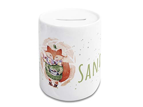 GRAZDesign Fuchs Spardose Kinder Mädchen mit Name | Sparschwein personalisiertes Geschenk Geburtstag, Weihnachten, Taufe, Keramik von GRAZDesign