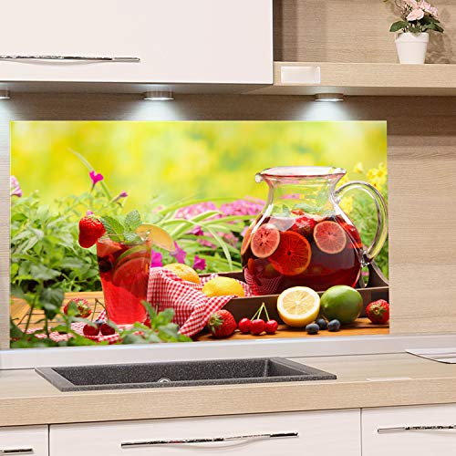 GRAZDesign Spritzschutz Glas für Küche Herd, Bild-Motiv Garten Getränke Natur Beere Obst, Küchenrückwand Küchenspiegel Glasrückwand / 60x40cm von GRAZDesign