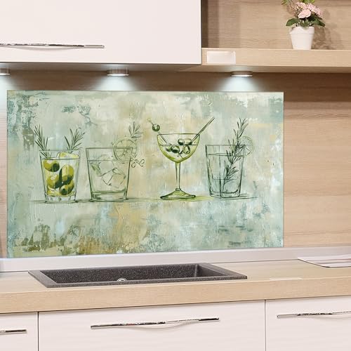 GRAZDesign Spritzschutz Küchenrückwand Glas 4mm | Glasrückwand mit Cocktail-Motiv | Küchenpaneele Rückwandschutz in grün - 80x50cm von GRAZDesign