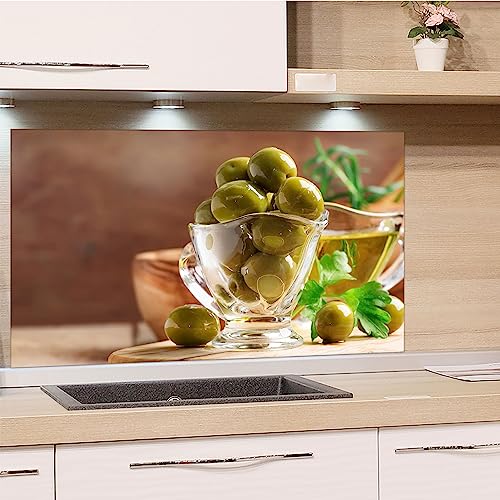 GRAZDesign Spritzschutz Küchenrückwand Glas Küche für Herd & Küchenspüle, Braun Grün Oliven - Glasplatte für Rückwand Küchenwand Wandschutz 60x60cm von GRAZDesign