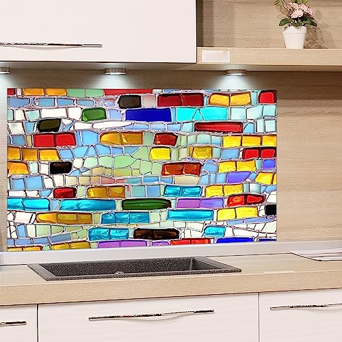 GRAZDesign Spritzschutz Küchenrückwand Glas Küche für Herd & Küchenspüle, Bunte Gläser Style | Glasplatte Rückwand Küchenwand | 100x50cm von GRAZDesign