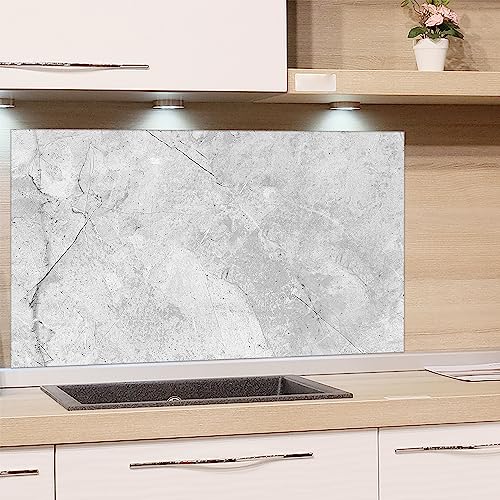 GRAZDesign Spritzschutz Küchenrückwand Glas Küche für Herd & Küchenspüle, Granit Optik in grau | Glasplatte Rückwand Küchenwand | 100x50cm von GRAZDesign