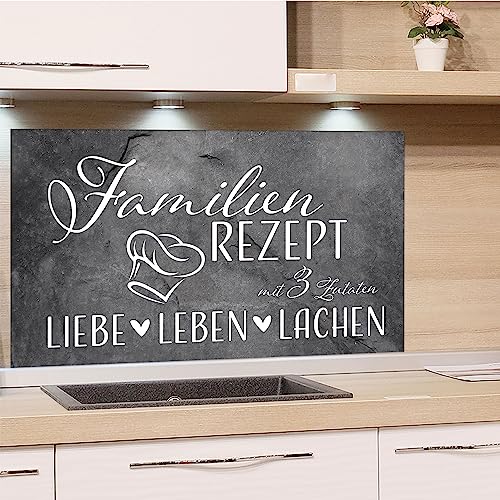 GRAZDesign Spritzschutz Küchenrückwand Glas Küche für Herd & Küchenspüle, Grau mit Spruch - Glasplatte für Rückwand Küchenwand Wandschutz 100x50cm von GRAZDesign