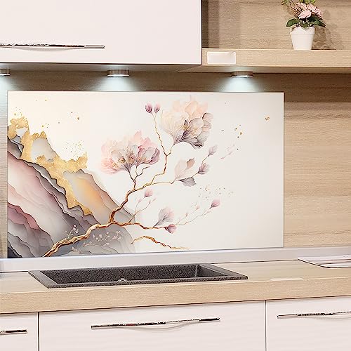 GRAZDesign Spritzschutz Küchenrückwand Glas Küche für Herd & Küchenspüle, Japanisch Style Kintsugi | Glasplatte Rückwand Küchenwand | 100x50cm von GRAZDesign