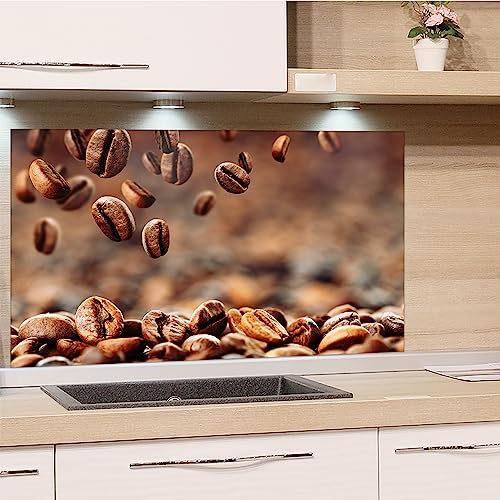 GRAZDesign Spritzschutz Küchenrückwand Glas Küche für Herd & Küchenspüle, Kaffee Bohnen braun - Glasplatte für Rückwand Küchenwand Wandschutz | 100x50cm von GRAZDesign