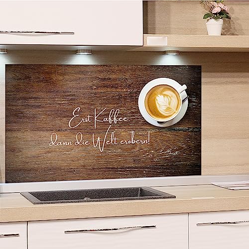 GRAZDesign Spritzschutz Küchenrückwand Glas Küche für Herd & Küchenspüle, Kaffee Holz braun Spruch - Glasplatte für Rückwand Küchenwand Wandschutz | 100x50cm GRAZDesign Spritzschutz Küchenrückwand Glas Küche für Herd & Küchenspüle, Kaffee Holz braun Spruch - Glasplatte für Rückwand Küchenwand Wandschutz | 100x50cm von GRAZDesign