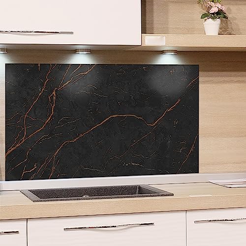 GRAZDesign Spritzschutz Küchenrückwand Glas Küche für Herd & Küchenspüle, Schwarz Granit Optik | Glasplatte Rückwand Küchenwand | 60x60cm von GRAZDesign