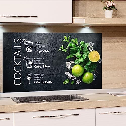 GRAZDesign Spritzschutz Küchenrückwand Glas Küche für Herd & Küchenspüle, Schwarz Grün Cocktail - Glasplatte für Rückwand Küchenwand Wandschutz 100x50cm von GRAZDesign