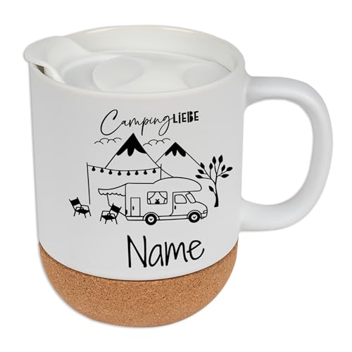 GRAZDesign Tasse Camping Liebe mit Namen personalisiert mit Korkboden und Deckel - Geschenk Camper, 330ml GRAZDesign Tasse Camping Liebe mit Namen personalisiert mit Korkboden und Deckel - Geschenk Camper, 330ml von GRAZDesign
