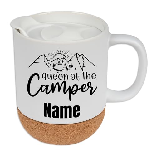 GRAZDesign Tasse Camping Queen mit Namen personalisiert mit Korkboden und Deckel - Geschenk Camper, 330ml GRAZDesign Tasse Camping Queen mit Namen personalisiert mit Korkboden und Deckel - Geschenk Camper, 330ml von GRAZDesign
