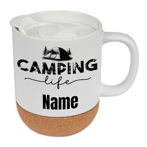 GRAZDesign Tasse Camping mit Namen personalisiert mit Korkboden und Deckel - Geschenk Camper, 330ml GRAZDesign Tasse Camping mit Namen personalisiert mit Korkboden und Deckel - Geschenk Camper, 330ml von GRAZDesign