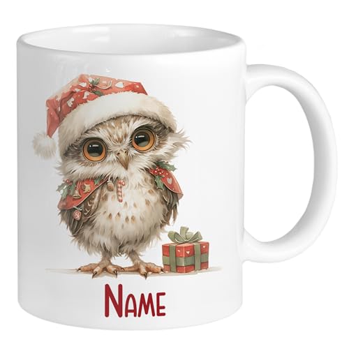 GRAZDesign Tasse Eule witziges Geschenk mit Namen personalisiert Weihnachtstasse 330ml Keramik von GRAZDesign