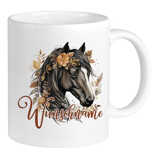 GRAZDesign Tasse Pferd braun mit Namen personalisiert, Becher für Pferdemädchen als Geschenk, Keramik 330ml von GRAZDesign