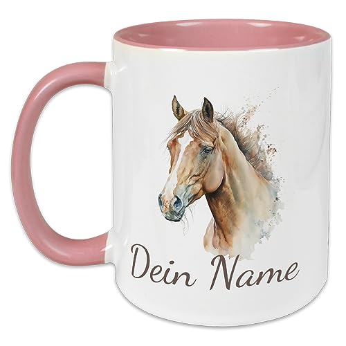 GRAZDesign Tasse Pferd mit Namen personalisiert | Pferdemotiv als Geschenk für Mädchen und Frauen, personalisierte Tasse Kinder Namenstasse Keramik 330ml von GRAZDesign