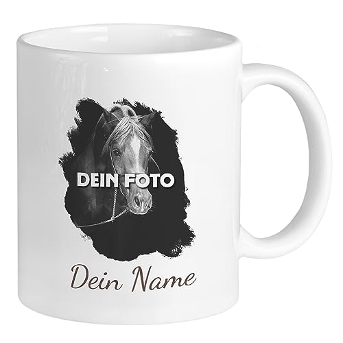 GRAZDesign Tasse Pferd mit Namen & Eigenes FOTO personalisiert | Pferdemotiv als Geschenk für Mädchen und Frauen, Pferdetasse Kinder Namenstasse Keramik 330ml von GRAZDesign