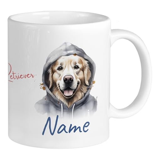 GRAZDesign Tasse mit Hunden und Namen personalisiert, coole Namenstasse für Kinder, Jugendliche und Erwachsene, für Hundeliebhaber Keramik 330ml (Golden Retriever, 330ml) von GRAZDesign