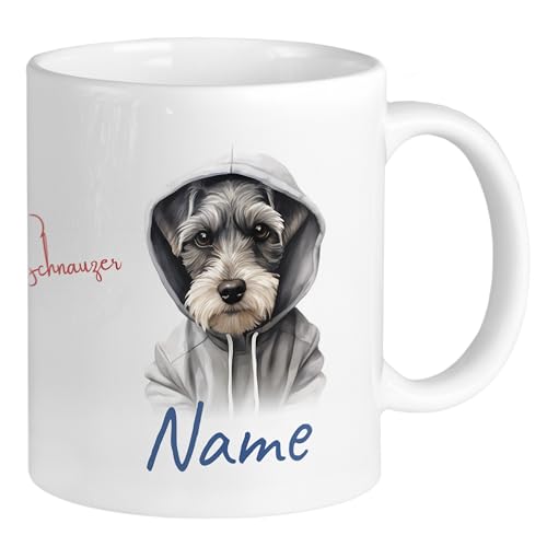 GRAZDesign Tasse mit Hund Zwergschnauzer und Namen personalisiert, coole Namenstasse für Kinder, Jugendliche und Erwachsene, für Hundeliebhaber Keramik 330ml von GRAZDesign
