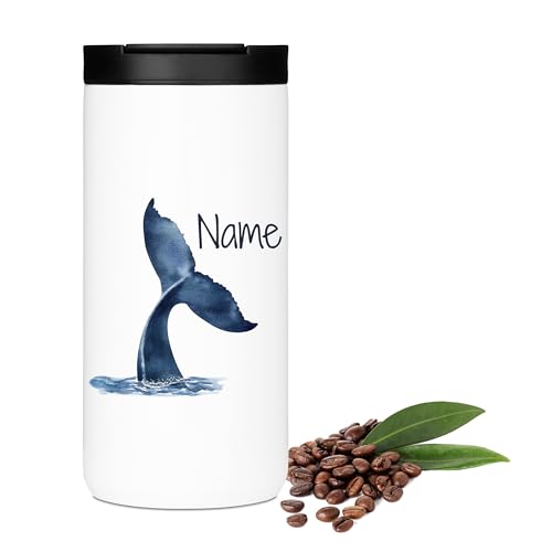 GRAZDesign Thermo Kaffeebecher Flosse mit Namen personalisiert - Thermobecher 400ml von GRAZDesign