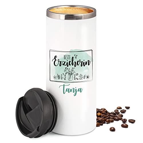 GRAZDesign Thermobecher, Geschenk für Erzieherin, Kaffeebecher to go mit Namen, Kindergarten Geschenk personalisiert Weihnachten, Geburtstag, Abschied für Erzieherin, 350ml von GRAZDesign