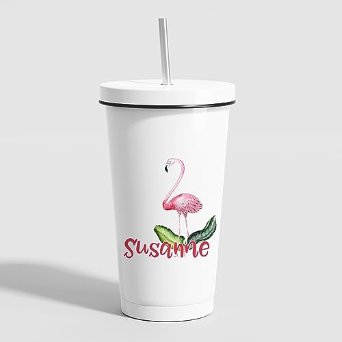 GRAZDesign Trinkbecher mit Deckel und Strohhalm mit Name personalisiert, Thermo Becher Gläser aus Edelstahl 550ml, Thermobecher für Eiskaffee, Cocktails, Smooth von GRAZDesign