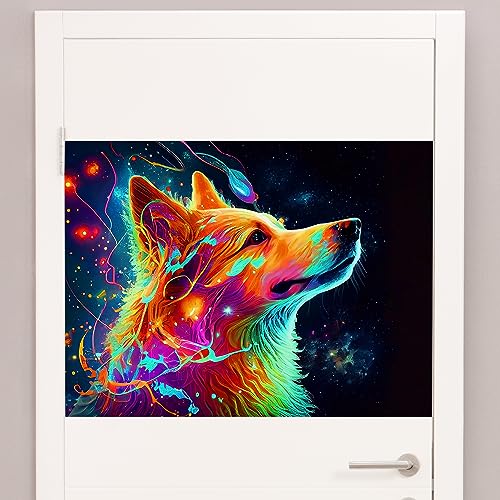 GRAZDesign Türaufkleber Wolf Poster Leuchtfarben | Teenager Kinderzimmer Jugendzimmer, Neonfarben, Fantasy, Wandtattoo Jugendliche Wand Tür Deko von GRAZDesign