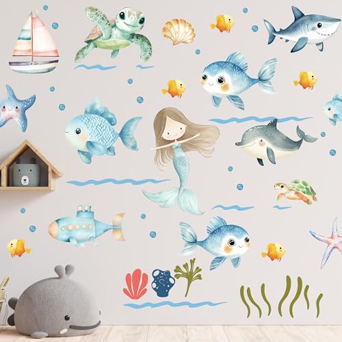 GRAZDesign Unterwasserwelt Wandtattoo für Kinderzimmer – Meerjungfrau & Meeresbewohner, Maritimes Deko Set GRAZDesign Unterwasserwelt Wandtattoo für Kinderzimmer – Meerjungfrau & Meeresbewohner, Maritimes Deko Set von GRAZDesign
