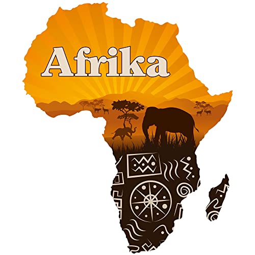Wandtattoo Afrika Kontinent, afrikanische Deko, Wandsticker Afrikanische Zeichen, Wandaufkleber Wohnzimmer Schlafzimmer, Fototapete selbstklebend XXL, 68x57cm von GRAZDesign