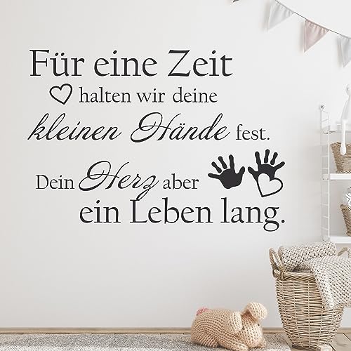 GRAZDesign Wandtattoo Kinderzimmer Mädchen und Jungen | Babyzimmer Spruch - Geschenk zur Geburt - Spruch Für eine Zeit halten wir Deine kleinen Hände, 81x57cm, 045 hellrosa von GRAZDesign