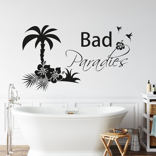 GRAZDesign Wandtattoo Bad Bad Paradies Sprüche | Türaufkleber für Badezimmer, Wellness - 96x57cm / 042 flieder von GRAZDesign