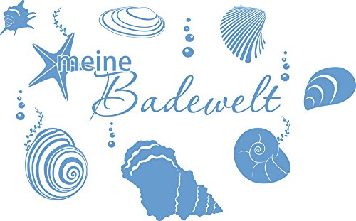 GRAZDesign Wandtattoo Bad Badewelt mit Muscheln Meer | Türaufkleber für Badezimmer, Wellnes - 80x50cm / 056 lichtblau von GRAZDesign