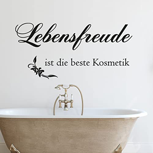 GRAZDesign Wandtattoo Bad Lebensfreude, Wandaufkleber Badezimmer Wand Aufkleber - 83x40cm / 082 beige von GRAZDesign