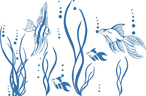 GRAZDesign Wandtattoo Bad Meer mit Fische | Aufkleber für Badezimmer | wasserfest - 61x40cm / 053 hellblau von GRAZDesign