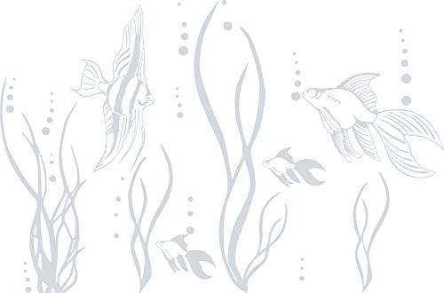 GRAZDesign Wandtattoo Bad Meer mit Fische | Aufkleber für Badezimmer | wasserfest - 61x40cm / 072 hellgrau von GRAZDesign