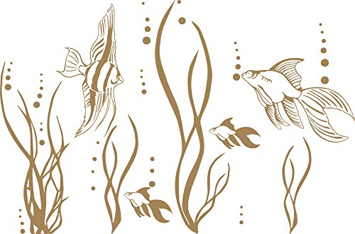 GRAZDesign Wandtattoo Bad Meer mit Fische | Aufkleber für Badezimmer | wasserfest - 61x40cm / 081 hellbraun von GRAZDesign