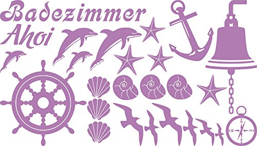GRAZDesign Wandtattoo Bad Muschel & Fische Set Wandaufkleber Maritime Deko wasserfest - 042 flieder GRAZDesign Wandtattoo Bad Muschel & Fische Set Wandaufkleber Maritime Deko wasserfest - 042 flieder von GRAZDesign