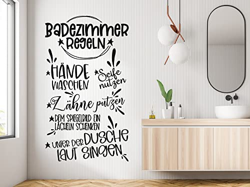 GRAZDesign Wandtattoo Bad Regeln, Badezimmer Bild als Aufkleber, Toilettenregeln Hausregeln - 70x40cm / Hellbraun von GRAZDesign