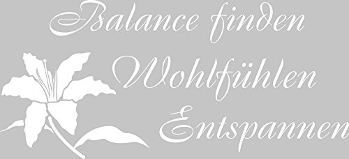 GRAZDesign Wandtattoo Bad Sprüche Balance finden Wandaufkleber Bad Deko - 66x30cm / 010 weiss von GRAZDesign