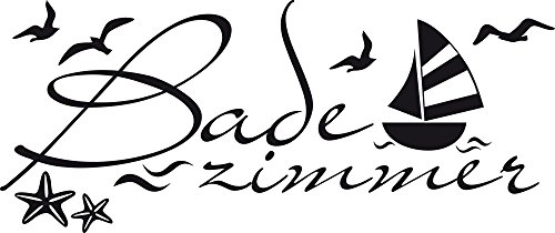 GRAZDesign Wandtattoo Bad maritime Deko, Wandaufkleber Badezimmer Wand Aufkleber - 95x40cm / 070 schwarz von GRAZDesign