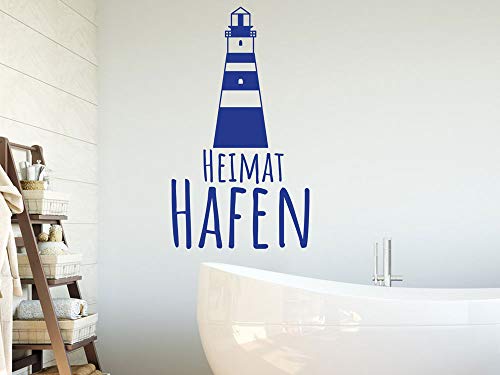 GRAZDesign Wandtattoo Badezimmer Leuchtturm Heimathafen, Wandaufkleber Aufkleber maritim für Wohnzimmer Flur, wasserfest und selbstklebend, 53x30cm (HxB), 072 hellgrau von GRAZDesign