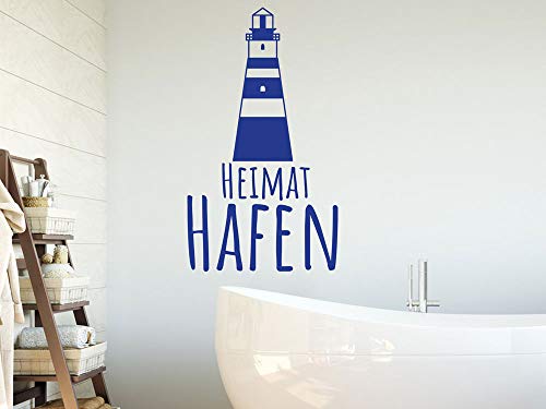 GRAZDesign Wandtattoo Badezimmer Leuchtturm Heimathafen, Wandaufkleber Aufkleber maritim für Wohnzimmer Flur, wasserfest und selbstklebend, 70x40cm (HxB), 049 königsblau von GRAZDesign