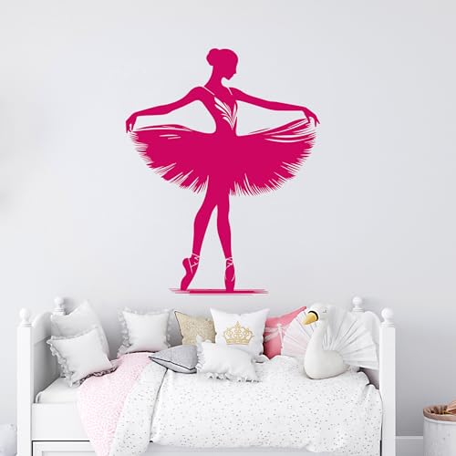 GRAZDesign Wandtattoo Ballerina Ballett Tänzerin Silhouette für Kinderzimmer Mädchen Tanzräume Wandaufkleber groß - 63x50cm / pink von GRAZDesign