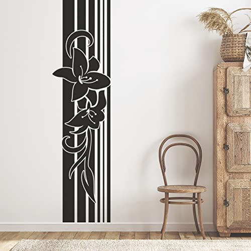 GRAZDesign Wandtattoo Blumen | Deko Banner XXL | Wandaufkleber Wandbanner Lilien mit Linien | Wohnzimmer Schlafzimmer Flur Eingang | selbstklebende Folie, 131x30cm, 042 flieder von GRAZDesign