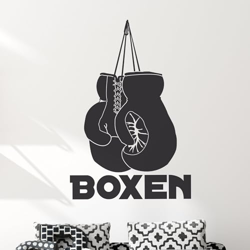 GRAZDesign Wandtattoo Boxen Sport Sportart | Wand Deko Handschuhe | Wandaufkleber Boxing Box Fighter | Türaufkleber Gym Deko Fitness Home | Training Boxer - 74x50cm / 070 schwarz von GRAZDesign